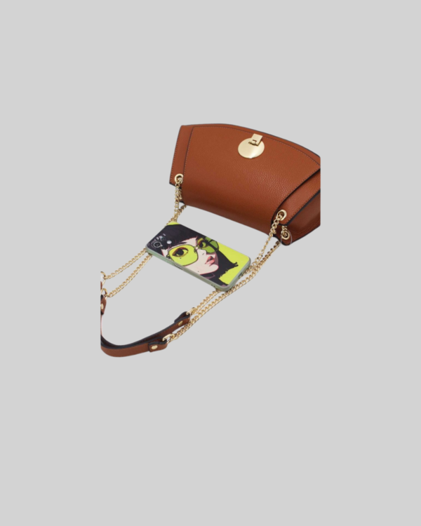 Sac Baguette Vachette Grainée 24C-1488-Camel