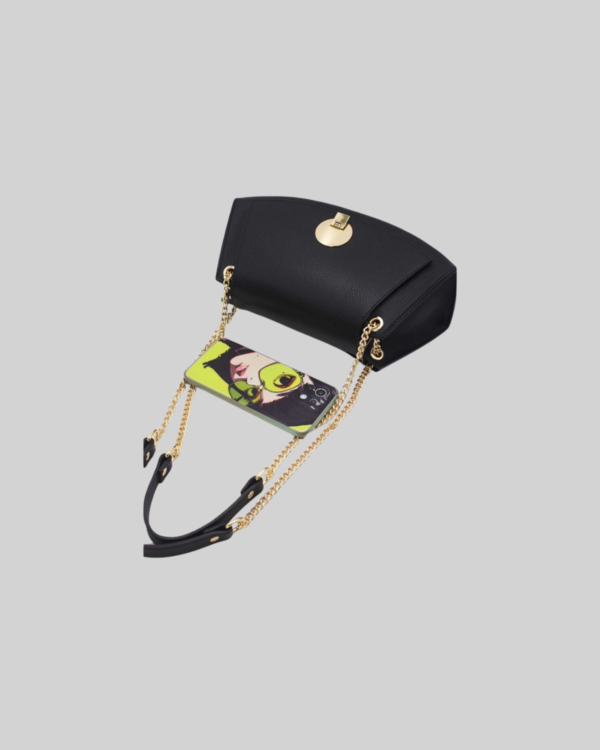 Sac Baguette Vachette Grainée 24C-1488-Noir